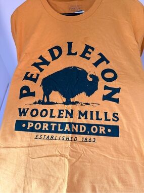 Portland Pendleton Orange Tee with Navy Buffalo Graphic